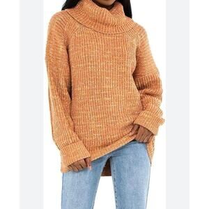 Free People | Size XS Leo Tunic Orange Sweater Cowl Neck